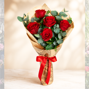 5’li Kırmızı Gül Buketi – Premium Tasarım