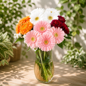 Vazoda Renkli Gerbera Aranjmanı